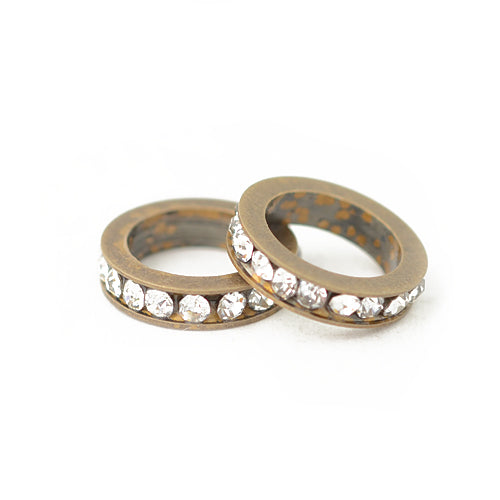 Strass Grossloch Spacer / messingfarben / 12 mm