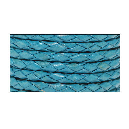 Leather cord braided bolo turquoise 1m / Ø 3mm