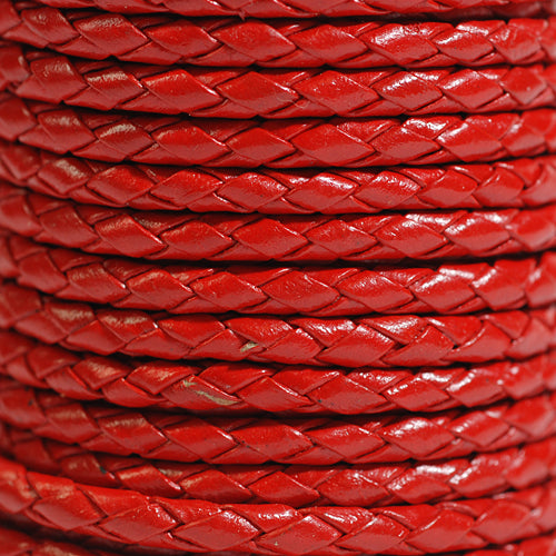 Leather cord braided bolo red 1m / Ø 3mm