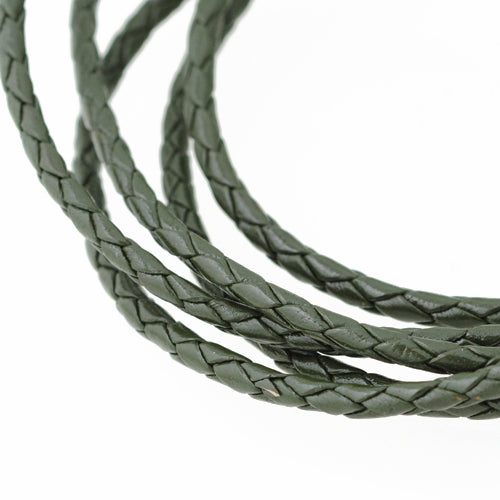 Leather cord braided bolo khaki 1m / Ø 3mm