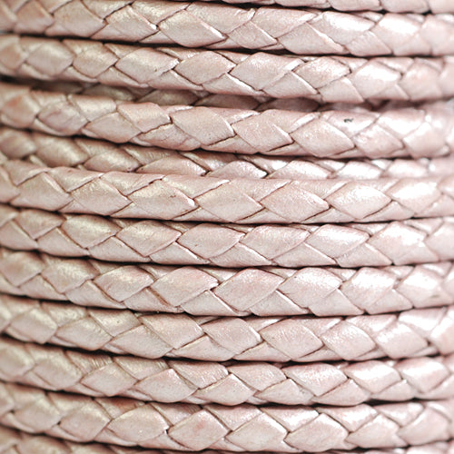 Leather cord braided Bolo metallic violet 1m / Ø 3mm