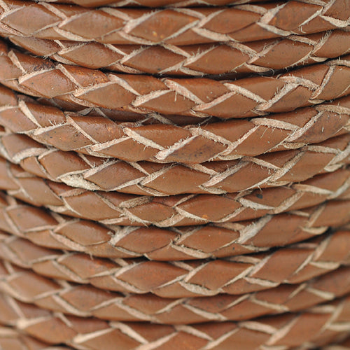 Leather cord round braided Bolo bicolor petrol 1m / Ø 4mm