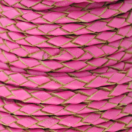Leather cord round braided Bolo bicolor petrol 1m / Ø 4mm