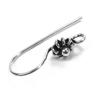 Flower earwires / blackened 925 silver / 22 mm