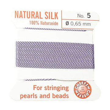 Griffin pearl cord with needle / beige / No5 / Ø 0.65mm