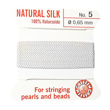 Griffin pearl cord with needle / beige / No5 / Ø 0.65mm