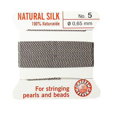 Griffin pearl cord with needle / beige / No5 / Ø 0.65mm