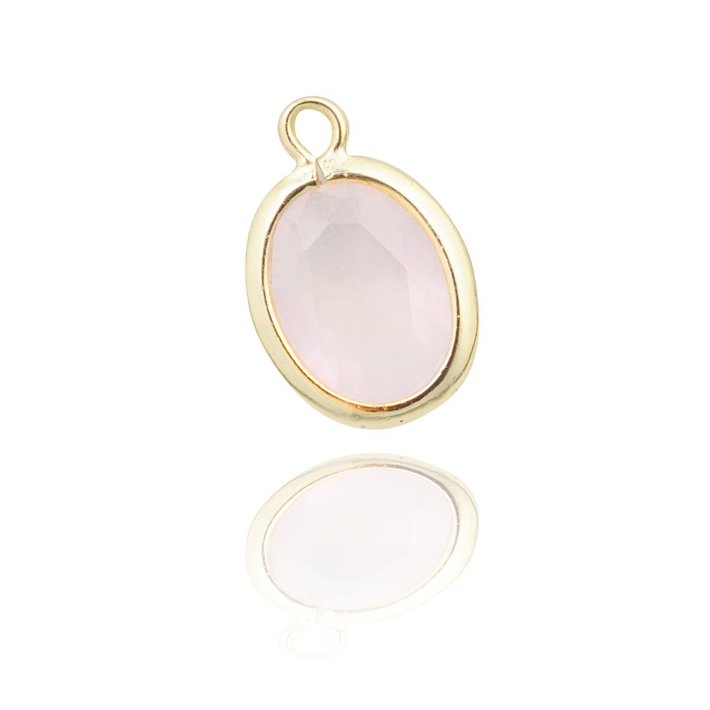 Rose Opal Zirkon Anhänger / 925er Silber 18k vergoldet / 6x10mm