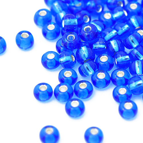 Preciosa Rocailles safirblau Silvereinzug / Ø 4,5mm (5/0) / 15gr.