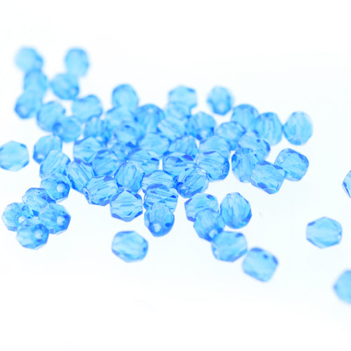 Preciosa Glasschliffperlen blau / 100 Stk. / 4mm