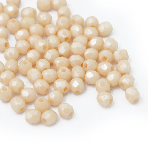 Preciosa ground glass beads beige opaque / 100 pcs. / 3mm