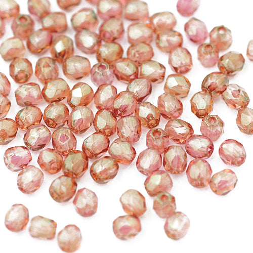 Preciosa ground glass beads antique rose luster / 100 pcs. / 3mm