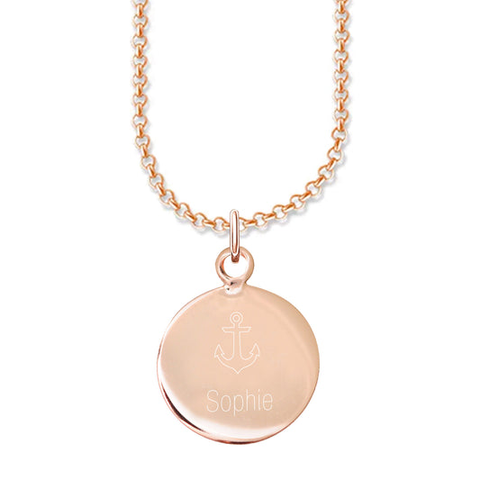 Personalized chain with engraving "Anchor" / 925 sterling silver / bean chain