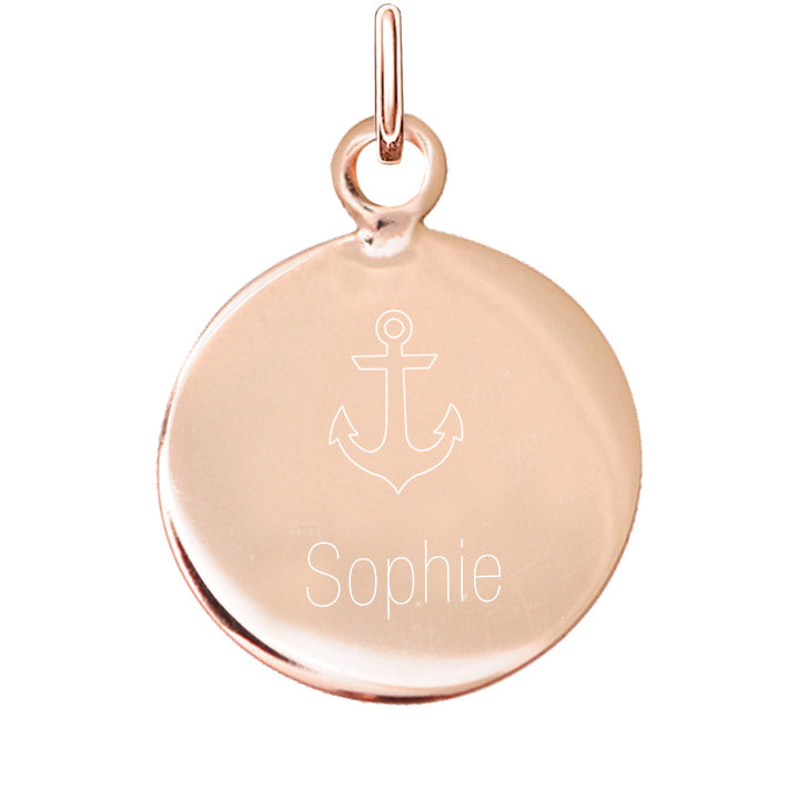 Personalized chain with engraving "Anchor" / 925 sterling silver / bean chain