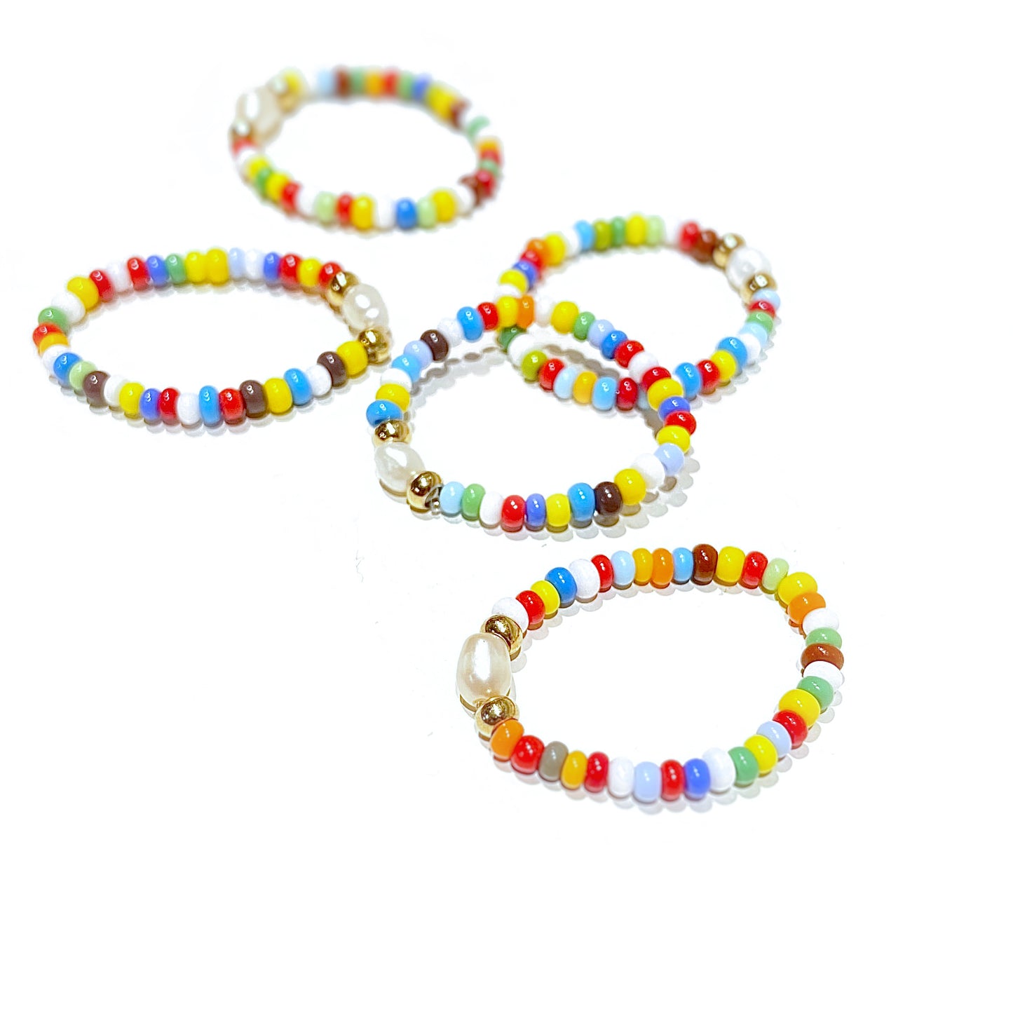 Colorful ring with freshwater pearl