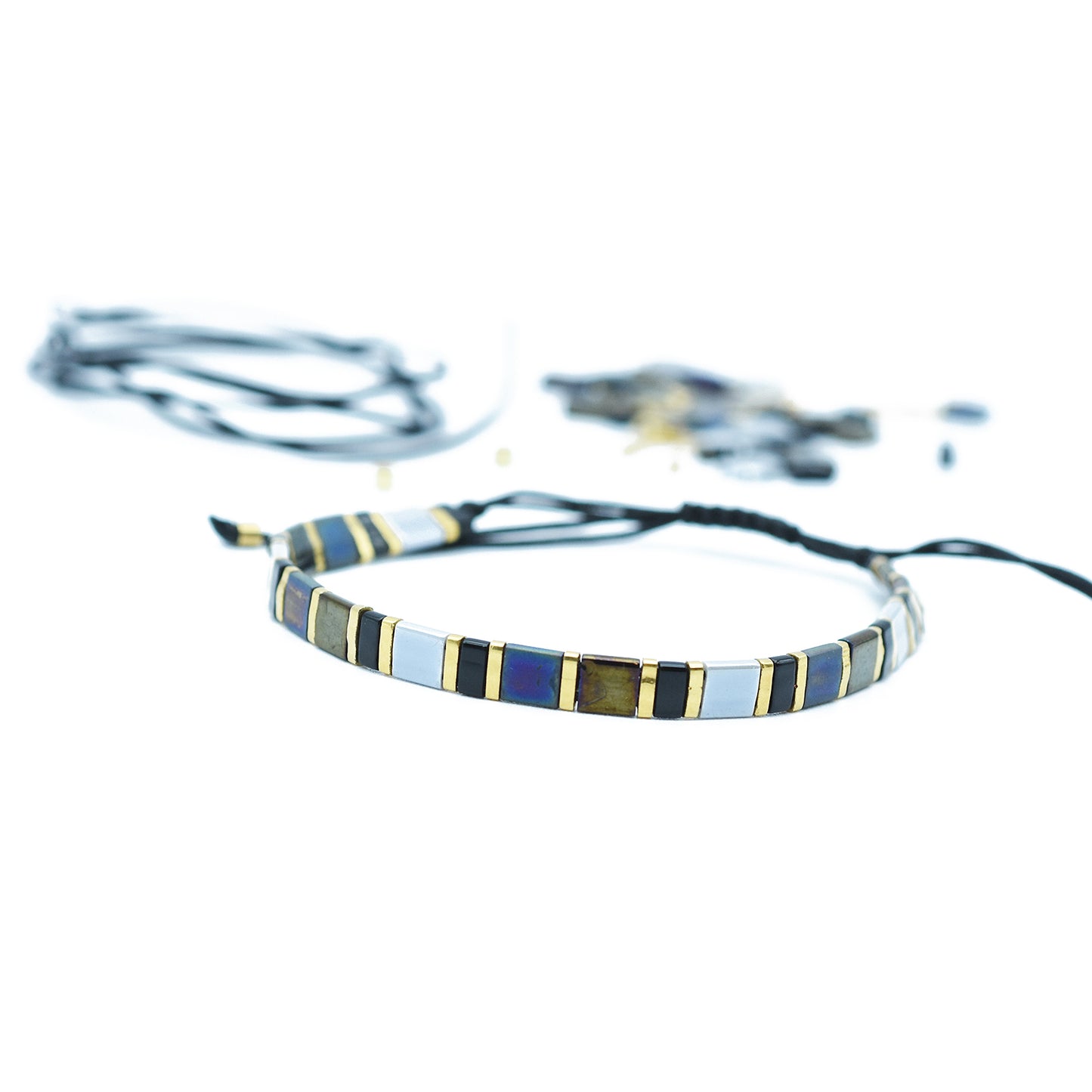 DIY Tila bracelet set / black gold
