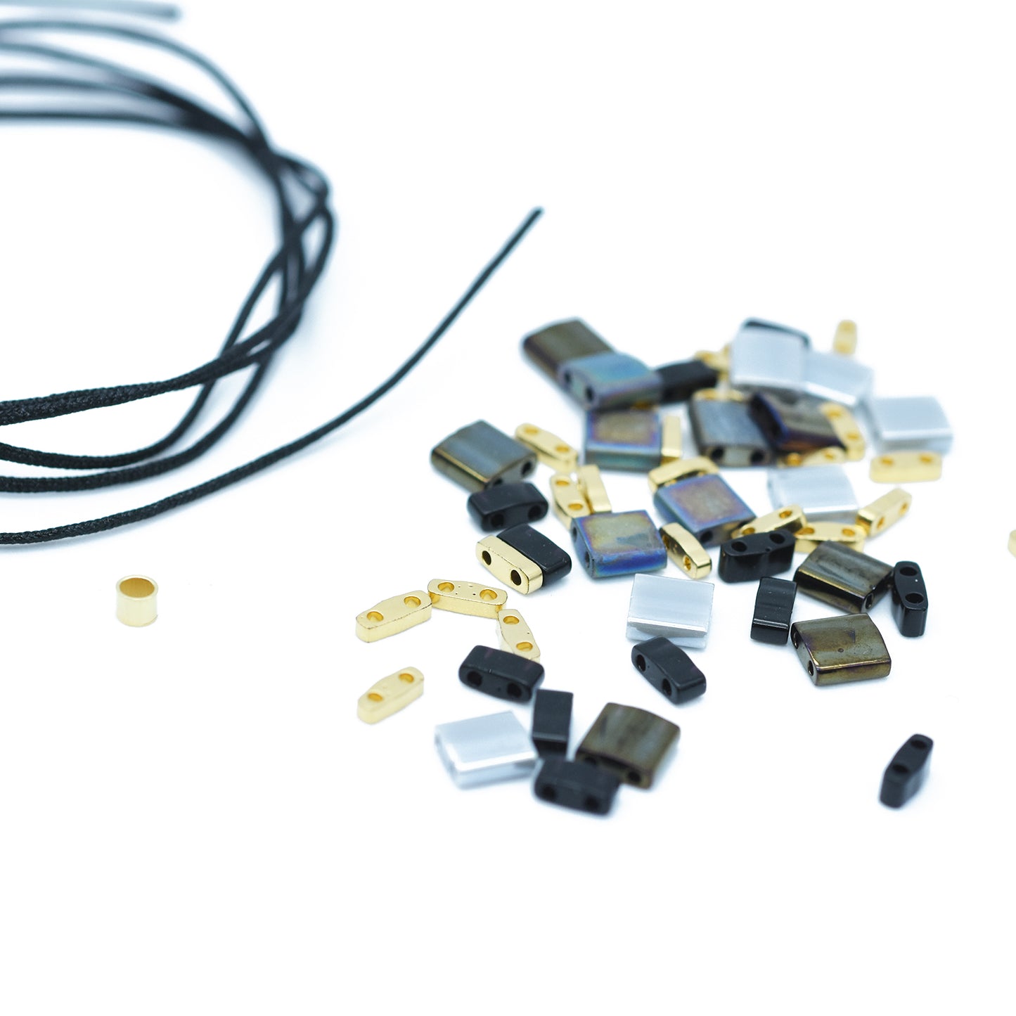 DIY Tila bracelet set / black gold