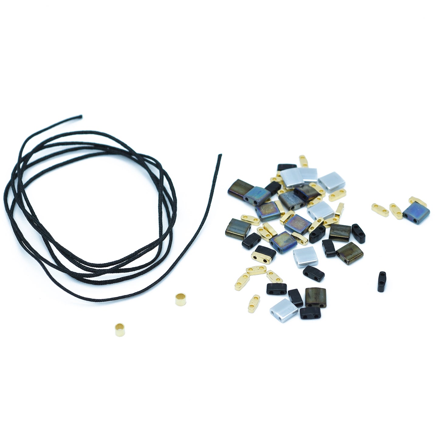 DIY Tila bracelet set / black gold