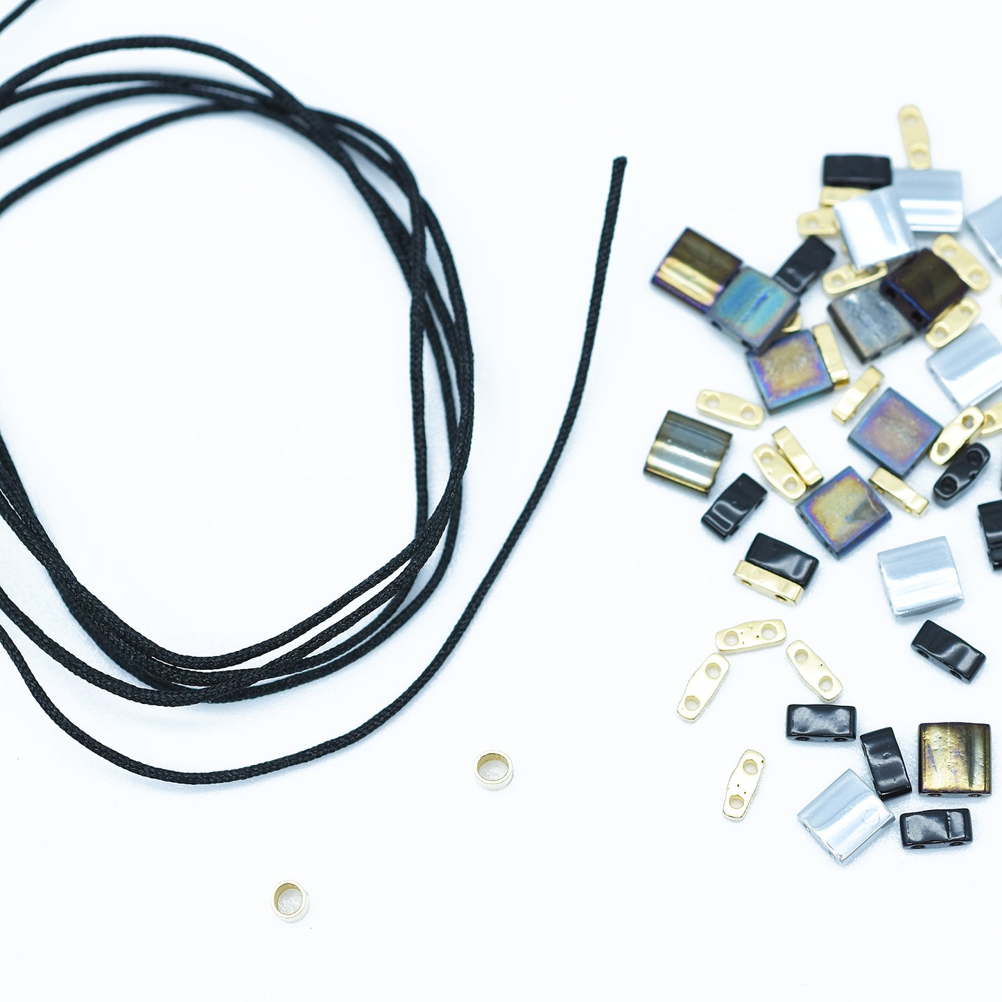 DIY Tila bracelet set / black gold