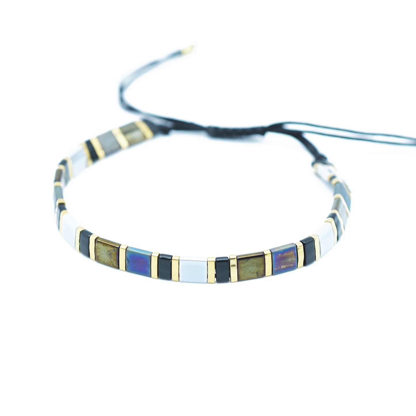 DIY Tila bracelet set / black gold