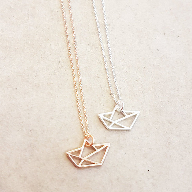Origami paper boat / 925 silver rose gold plated / Ø 15mm
