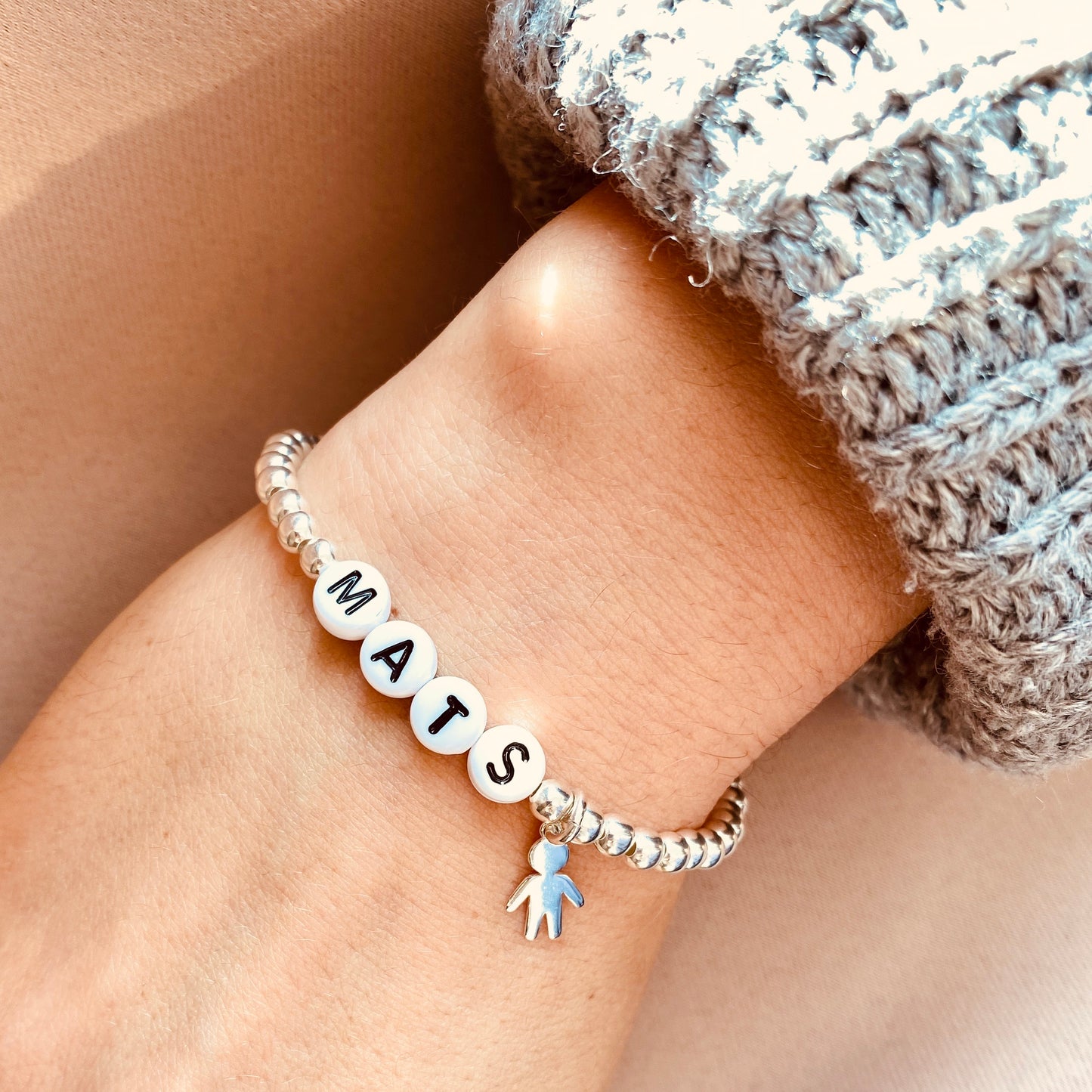 Personalized bracelet with boy letters / 925 sterling silver