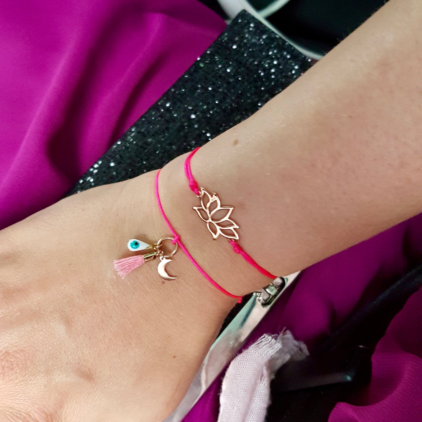 Evil Eye Pendant enameled / orange brass / 10 mm