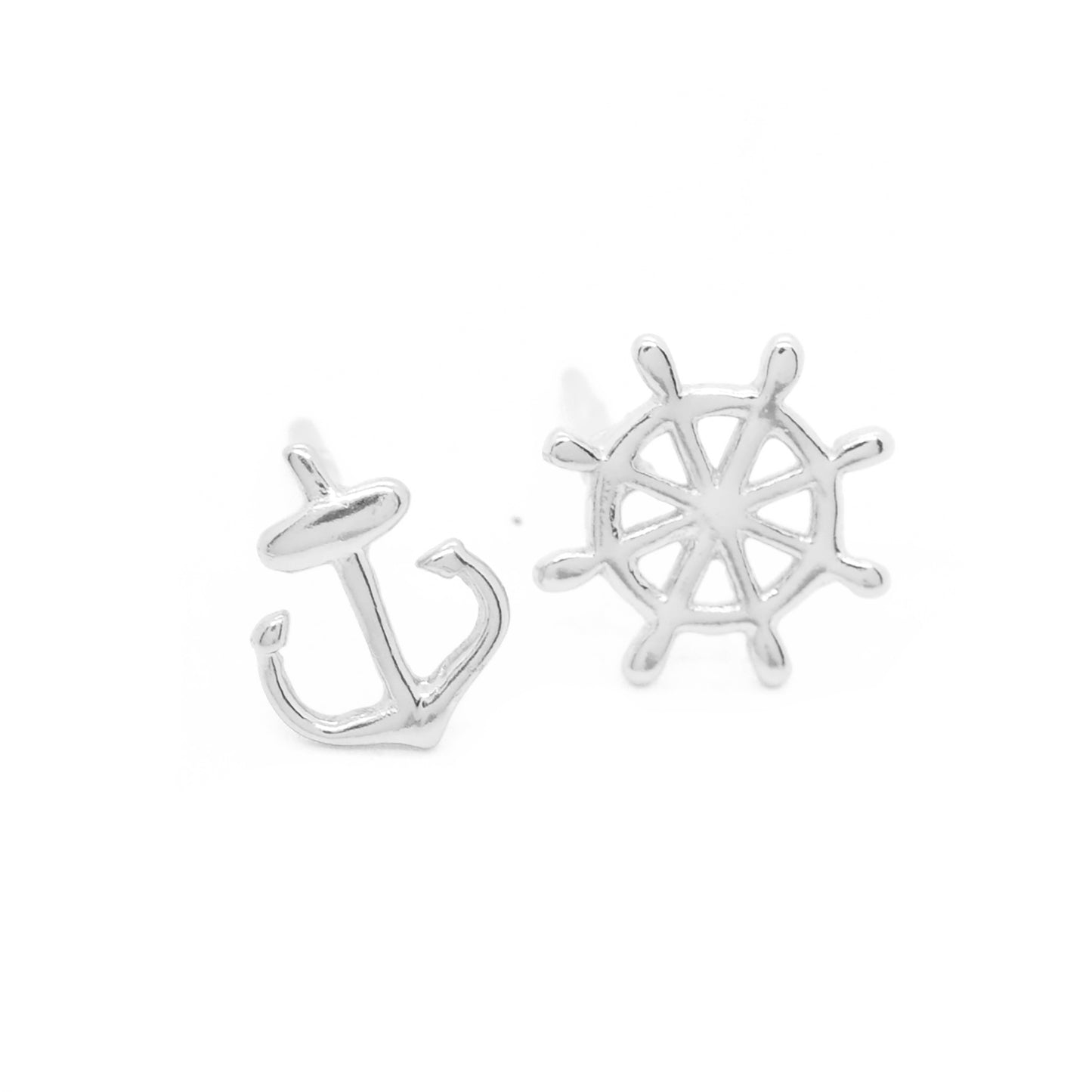 Ohrstecker Maritim / Anker & Steuerrad / 925er Silber