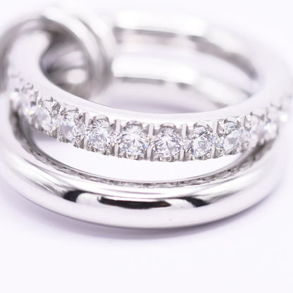 Ring / Double Zircon / NUENA Collection Edelstahl