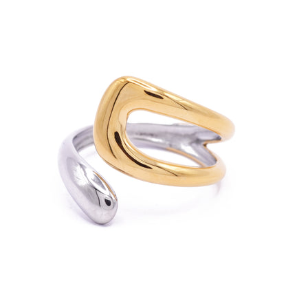 Ring / BiColor Open Drop / NUENA Collection Edelstahl