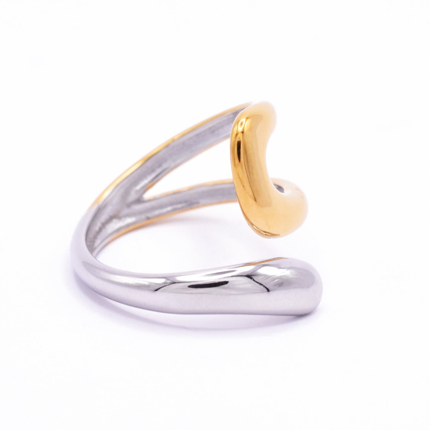 Ring / BiColor Open Drop / NUENA Collection Edelstahl
