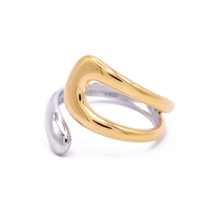 Ring / BiColor Open Drop / NUENA Collection Edelstahl