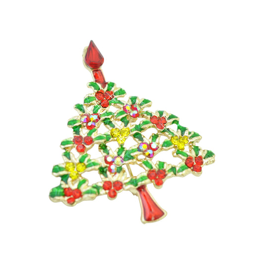 Christmas brooch fir tree / gold colored / 45x30mm