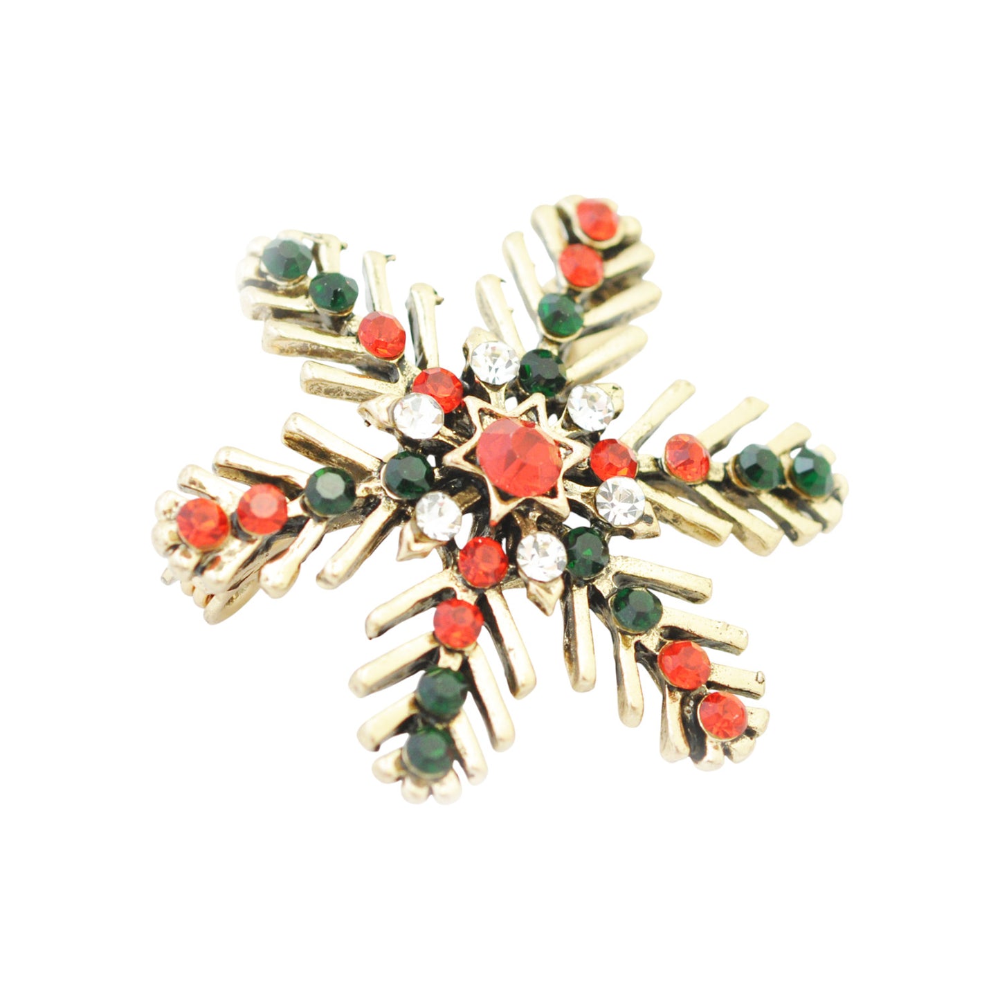 Christmas Brooch Snowflake / gold colored / 35x35mm