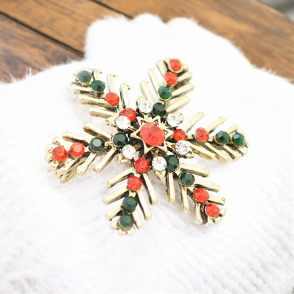 Christmas Brooch Snowflake / gold colored / 35x35mm