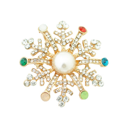 Christmas Brooch Snowflake / gold colored / 45x45mm