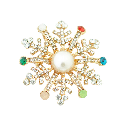 Christmas Brooch Snowflake / gold colored / 45x45mm