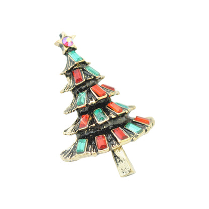 Christmas brooch fir tree / brass colored / 45x30mm