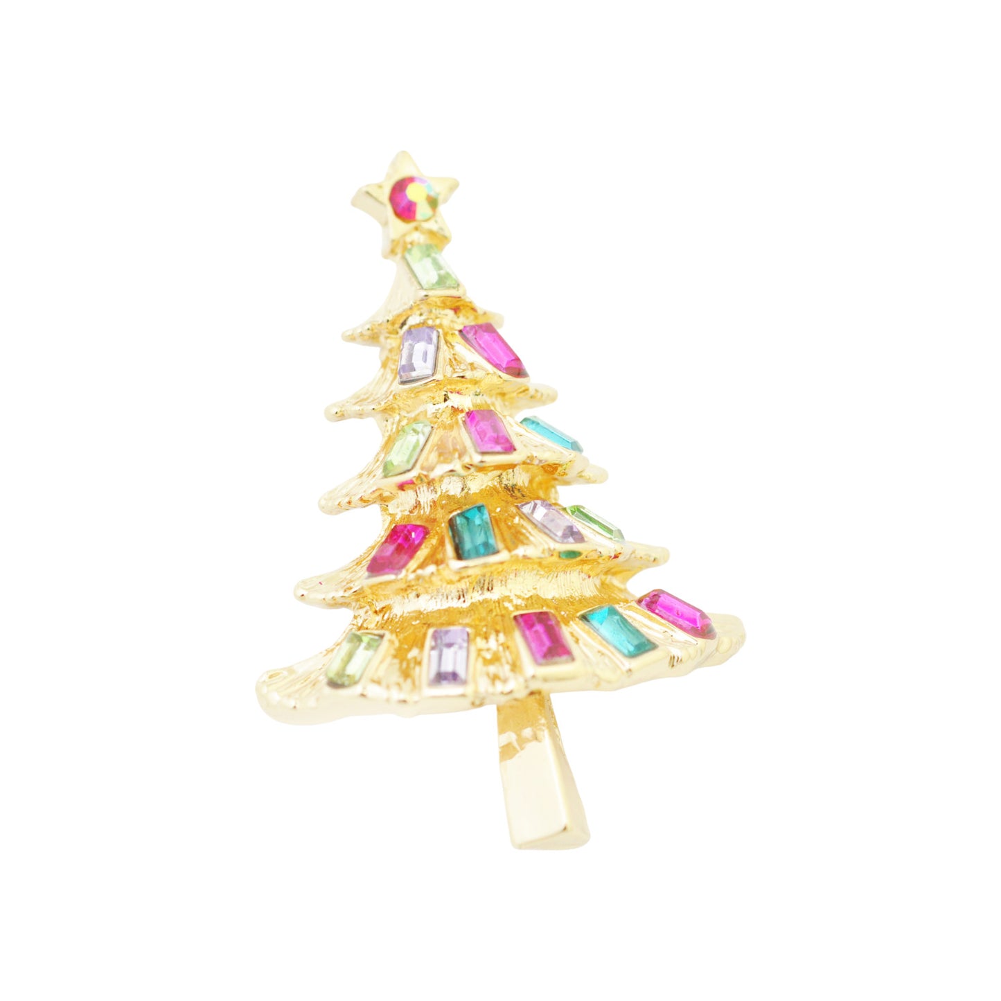 Christmas brooch fir tree / gold colored / 45x30mm