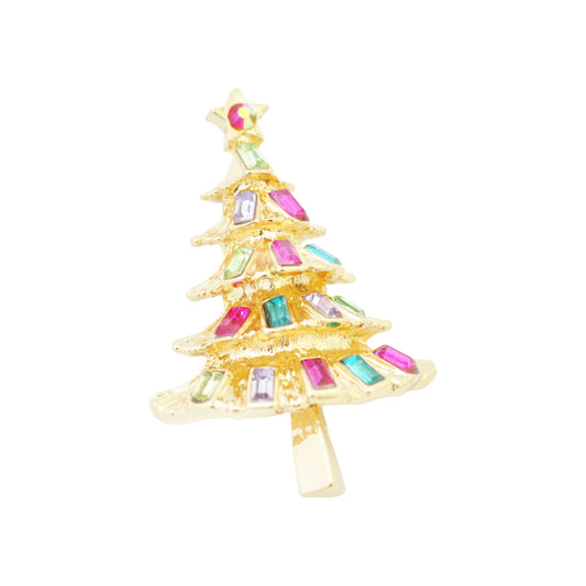 Christmas brooch fir tree / gold colored / 45x30mm