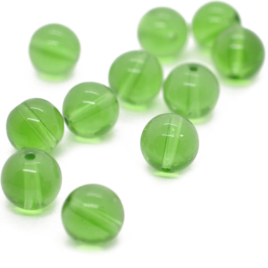Perle aus Glas grün / Kugel / Ø 10mm
