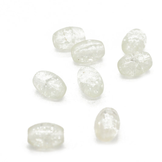 Glasperle Crackle Olive weiss / 10mm