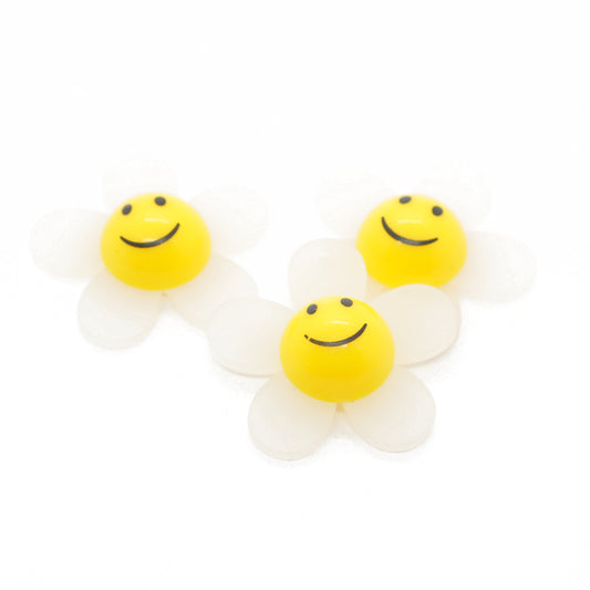 Acryl Anhänger Smiley Sonnenblume / gelb / 30 mm