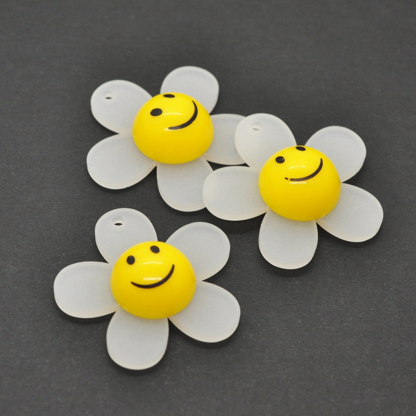 Acryl Anhänger Smiley Sonnenblume / gelb / 30 mm