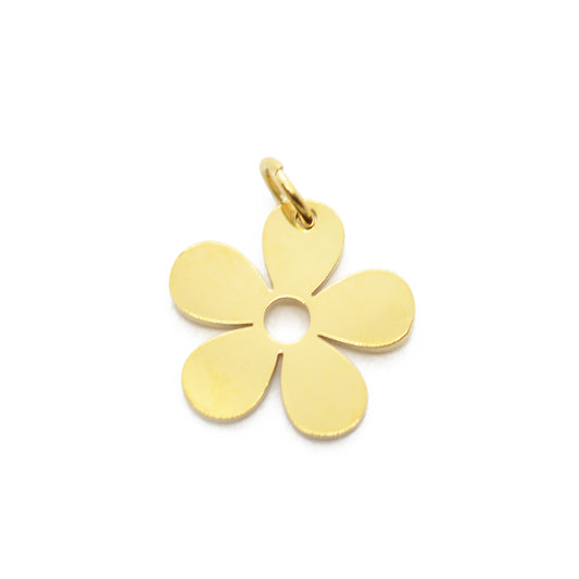 Edelstahl Blume Anhänger vergoldet / 12 mm