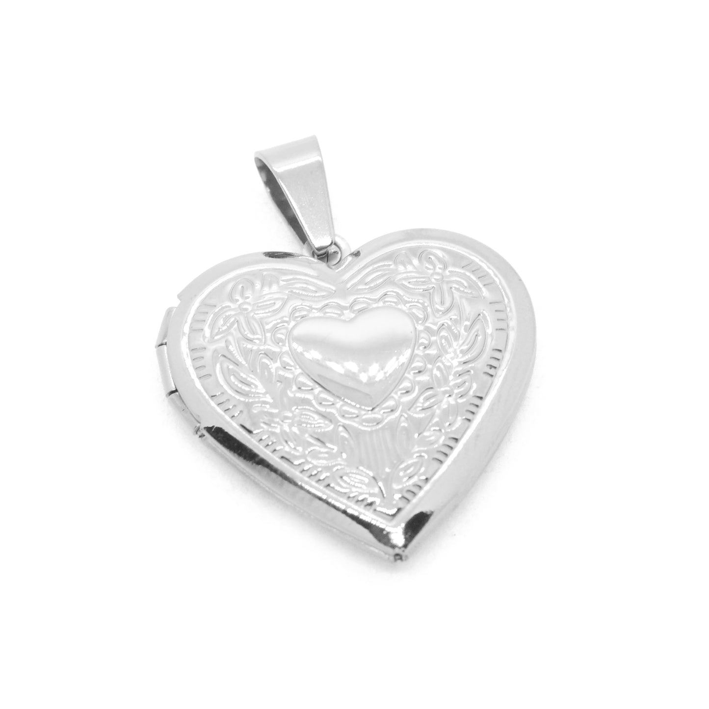 Herz Medaillon Edelstahl vintage / 28mm