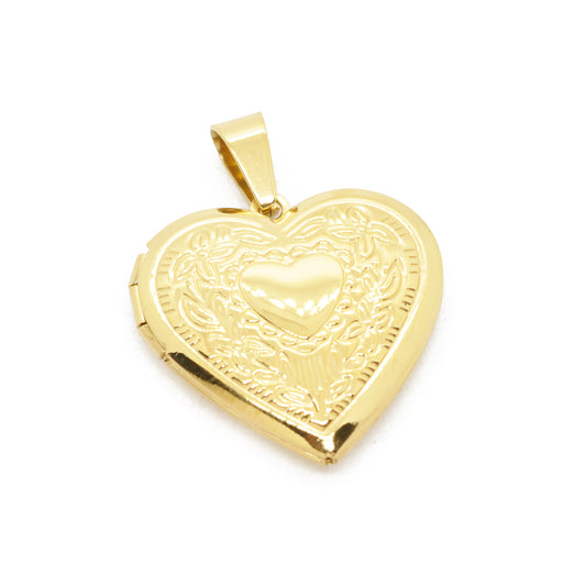 Herz Medaillon Edelstahl vintage / 28mm