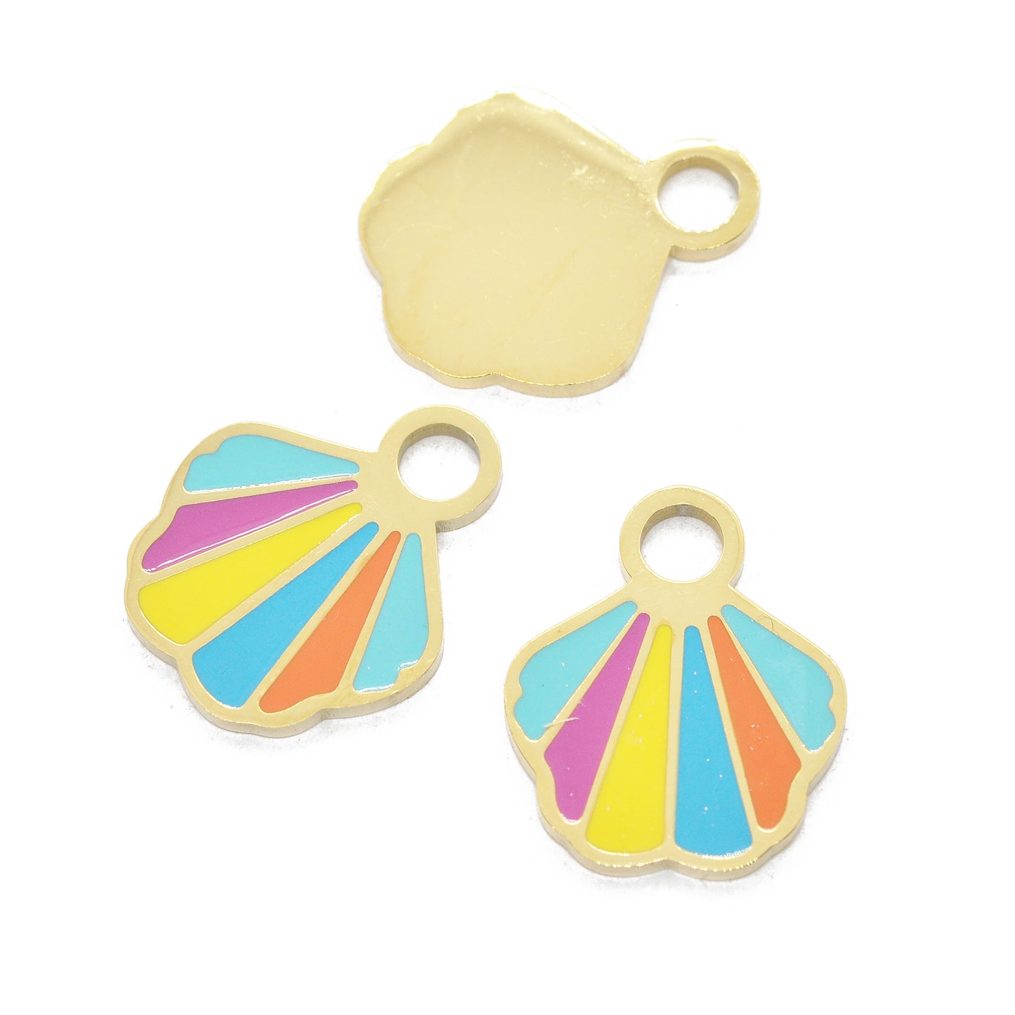Muschel Anhänger bunt Edelstahl / 15mm