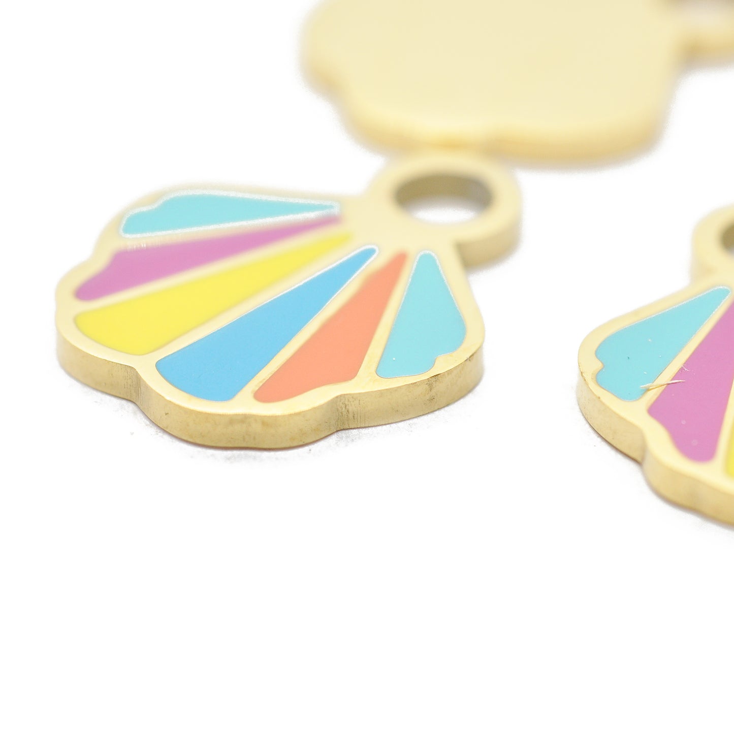 Muschel Anhänger bunt Edelstahl / 15mm