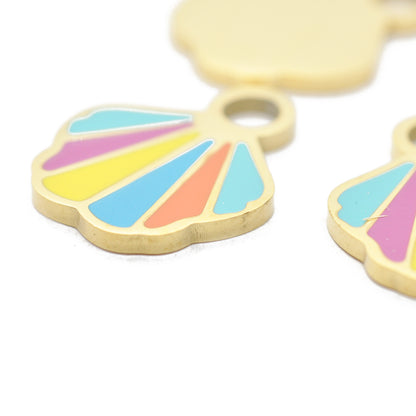 Muschel Anhänger bunt Edelstahl / 15mm